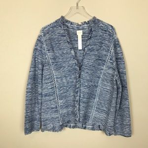Chico’s Cardigan blue and white size 3 NWOT